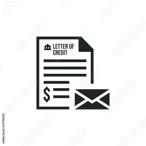 Letter of credit icon isolated on white background