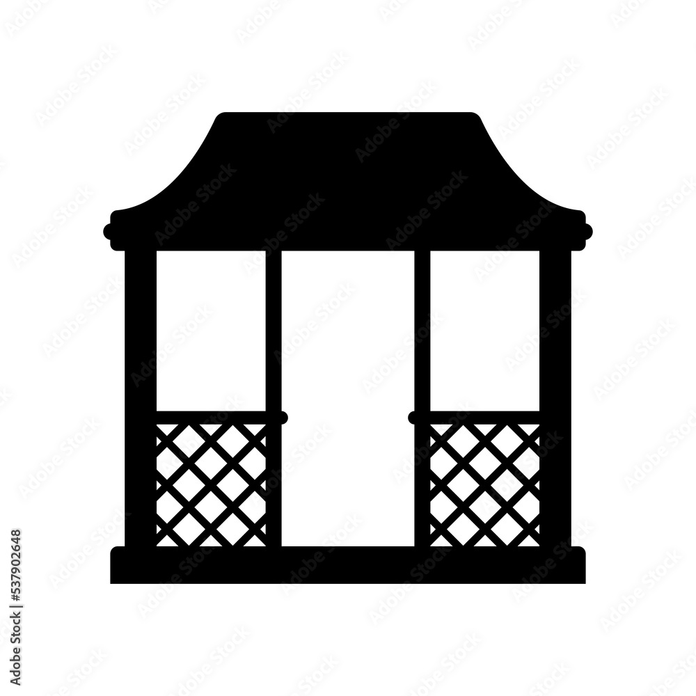 Gazebo icon. Black silhouette. Front side view. Vector simple flat ...