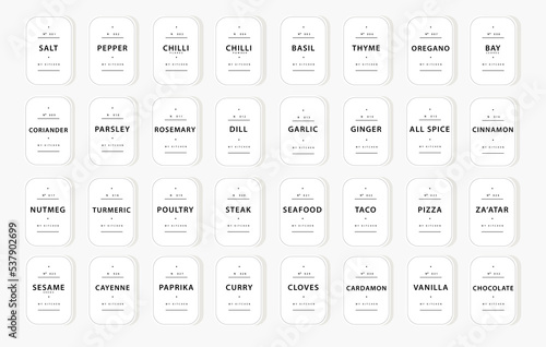 Minimal Spice Labels for Kitchen Organization
