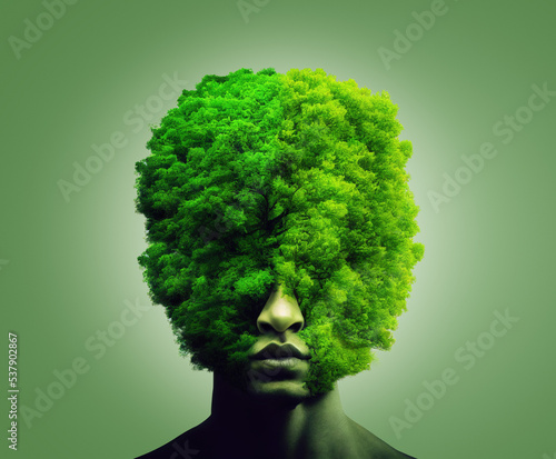 man thinking green photo