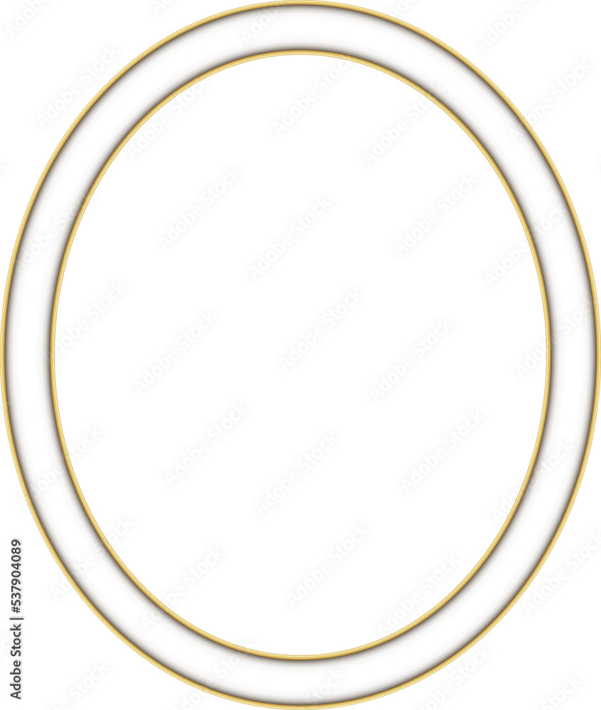 Illustration of an oval cadre with white frame and two thin golden borders. Room for text or image. Transparant background, png Illustration of an oval cadre with white frame and two thin golden borders. Room for text or image. Transparant background, png