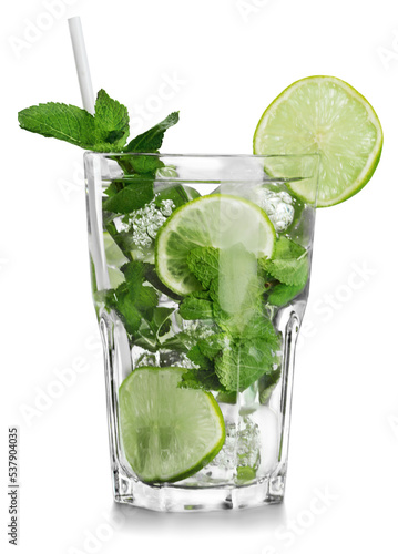 Photos set of cocktails soft and long-drinks ind front of white background