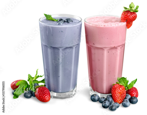Fruit Smoothies   Isolated on a White Background