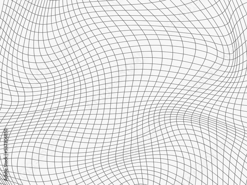 Relief black and white cage background with optical illusion of distortion.