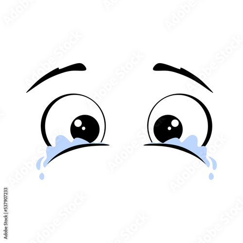 Cartoon Crying eyes isolated on white background. Crying eyes illustration. Cartoon vector eps10