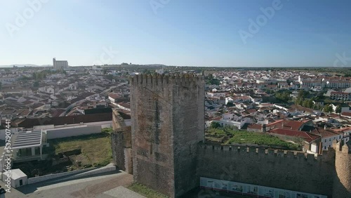 Aerial view of Alentejo countryside Moura city, rural tourism destination region, Portugal.