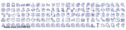 Collection of icons related to Logistics And Delivery, including icons like Package, Delivery Truck, shipping  and more. vector illustrations, Pixel Perfect
