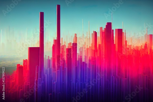 Smart city and abstract line and dot connect with gradient line design   big data connection technology concept. 3d render