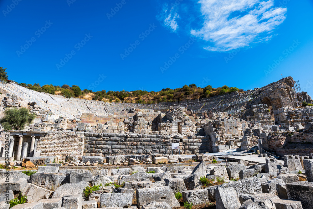 Ephesus ancient city in Turkey. Archaeological site of  Ephesus landscape, Turkey, a UNESCO World Heritage site.	