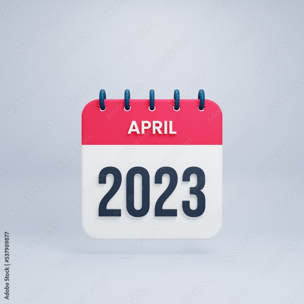 2023 April Calendar Rendered 3D Illustration 2023 April Calendar Rendered 3D Illustration