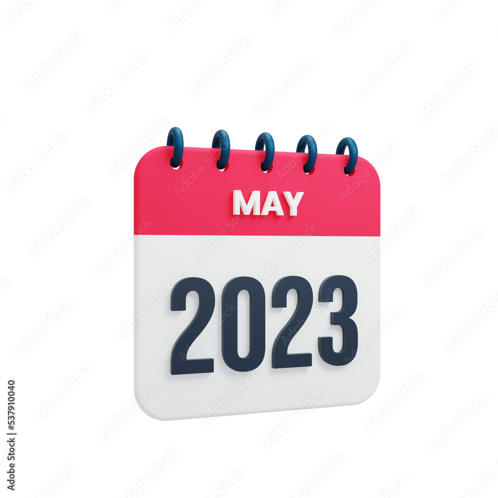 2023 May Calendar Rendered 3D Illustration 2023 May Calendar Rendered 3D Illustration