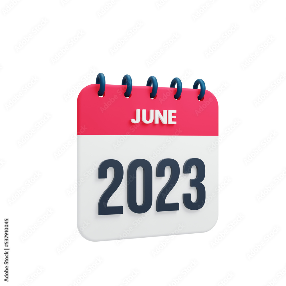 2023 June Calendar Rendered 3D Illustration 2023 June Calendar Rendered 3D Illustration