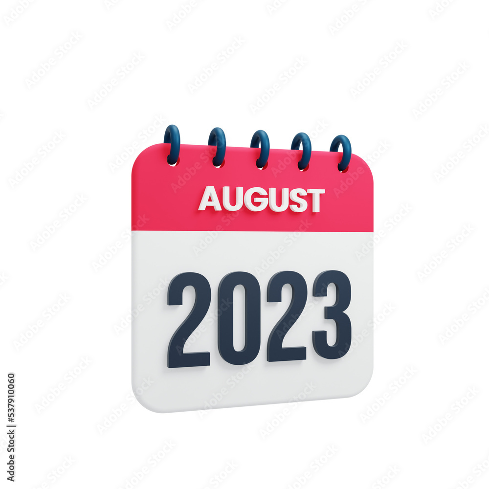 2023 August Calendar Rendered 3D Illustration 2023 August Calendar Rendered 3D Illustration
