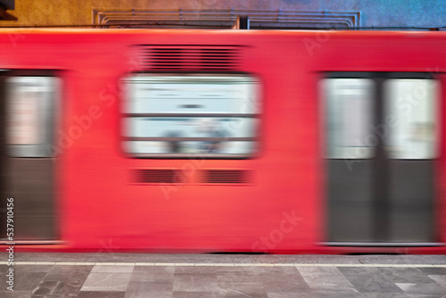 Red metro train photo