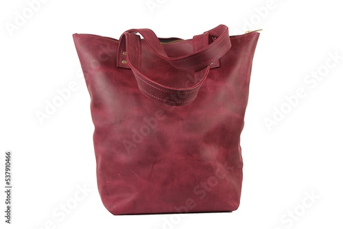 women's handbag made of genuine leather on a white background