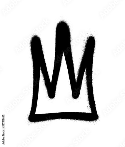Sprayed crown with overspray in black over white. Vector illustration.