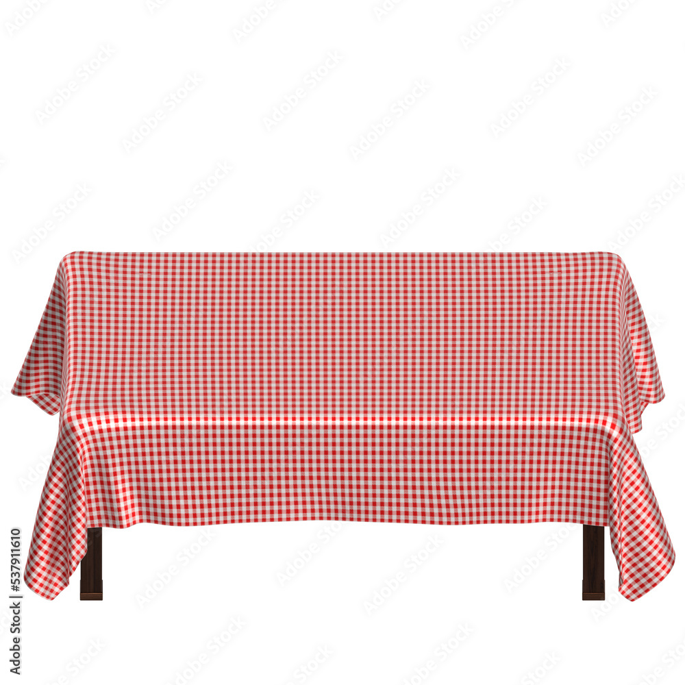 3D rendering illustration of a table with a tablecloth 3D rendering illustration of a table with a tablecloth
