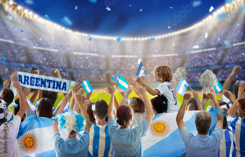 Argentina football team supporter on stadium. photo