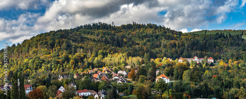 Beautiful view of autumn colorful Vosges mountains photo