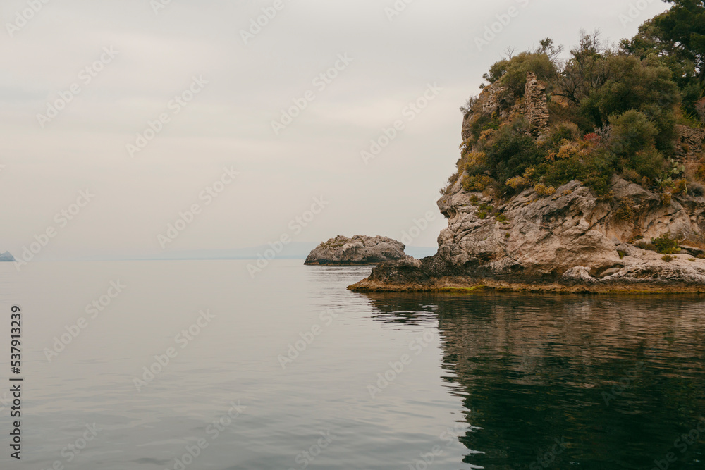 Landscape of rocky coastline by the Mediterranean Sea Landscape of rocky coastline by the Mediterranean Sea