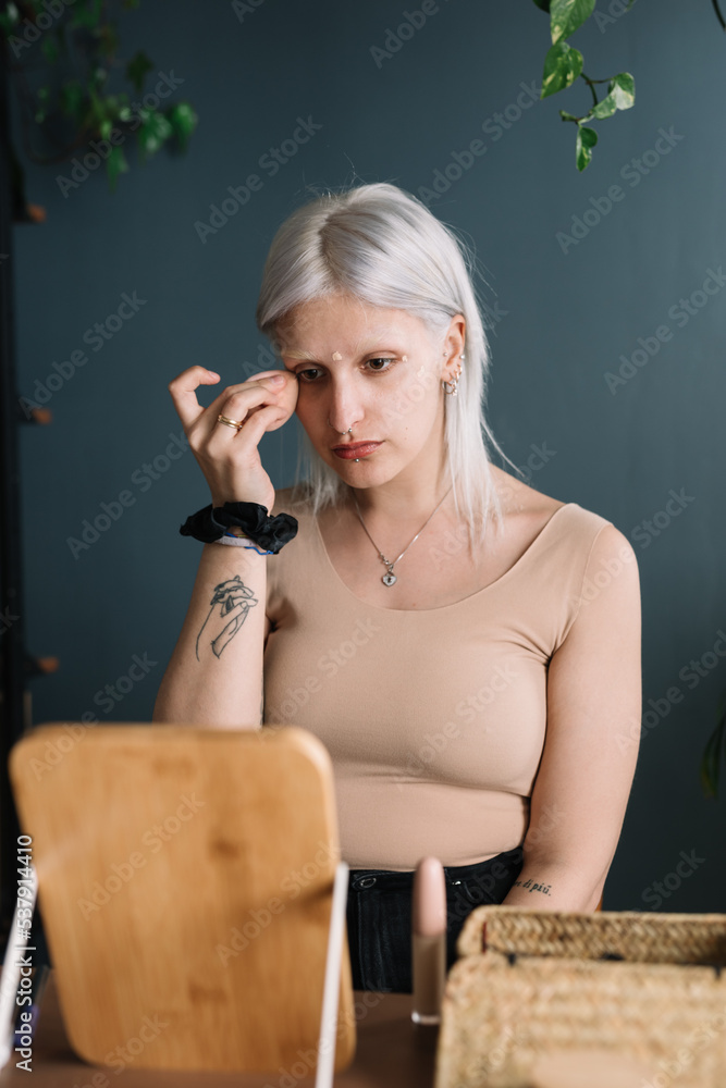 Gender Fluid Person Applying Make Up Gender Fluid Person Applying Make Up