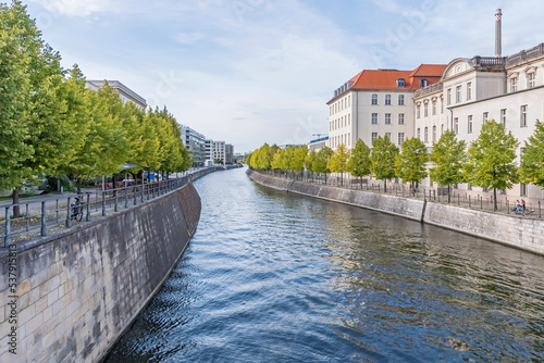 Canvas Print Berlin-Spandau shipping canal as seen from the Sandkrug bridge in Berlin, German