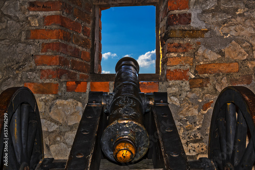 Cannon on the wall of the fortress of Sumeg photo