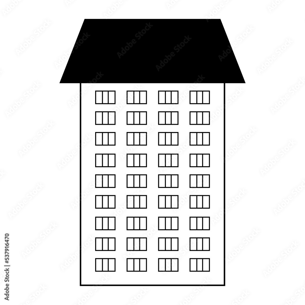 House icon isolated on white background. Home picture. High rise icon. Skyscraper icon close-up