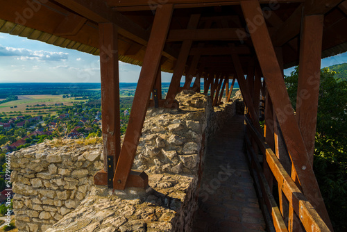 Wall of the fortress of Sumeg in summer