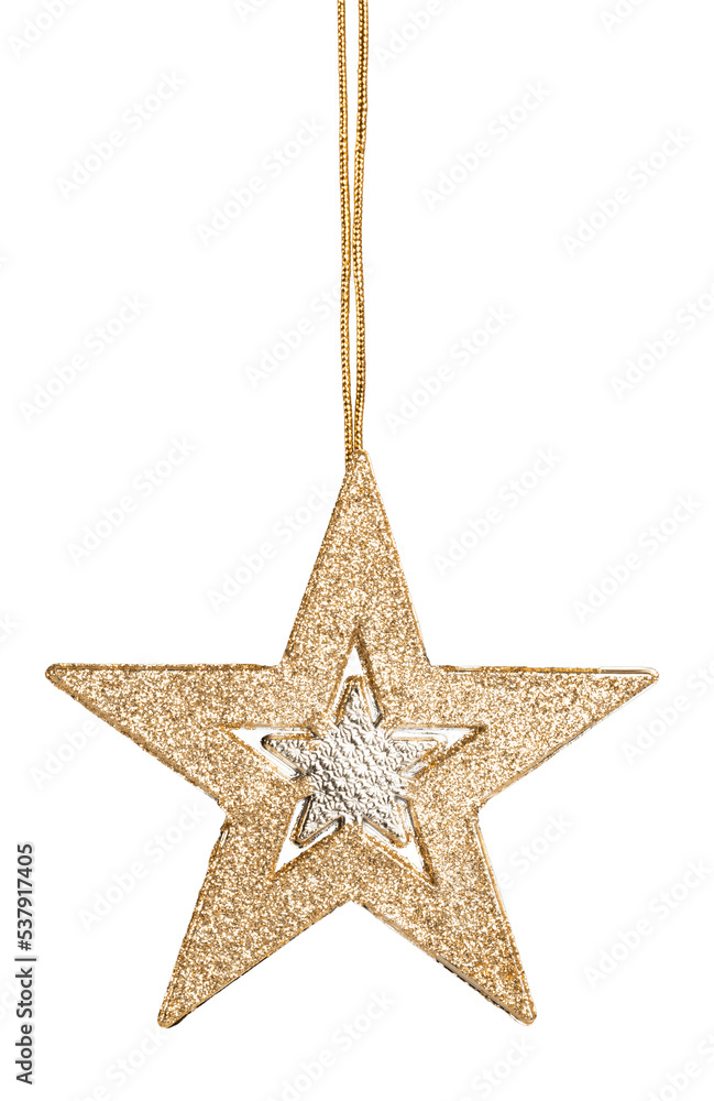 Golden Christmas star decoration on background Golden Christmas star decoration on background