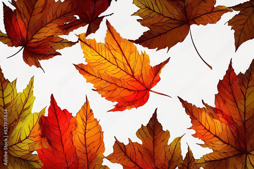 Fototapeta premium Leaf of autumn for autumn background design October fall leaves for season shirt print Eco decoration with plant for fair or market