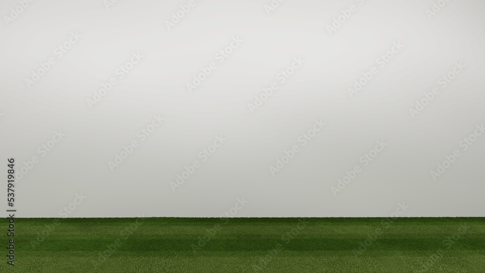 Empty display on soft grass bakcground concept. Blank product standing backdrop