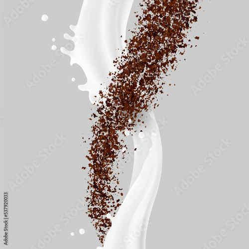 Two swirling waves in a spiral. Vector illustration. Can be use for your design. Great for imaging milk, oil, coffee, pieces and other. EPS10.	