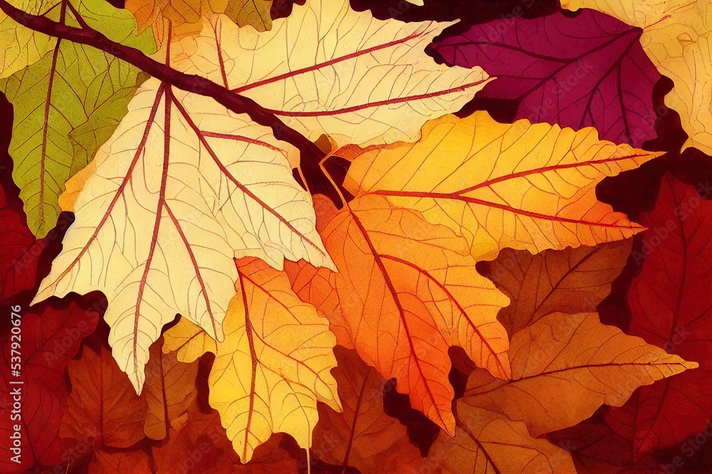 Fototapeta premium Leaf of autumn for autumn background design October fall leaves for season shirt print Eco decoration with plant for fair or market