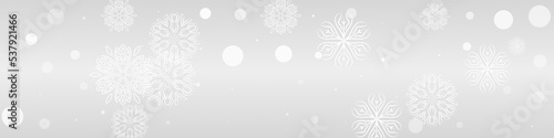 Gray Snowflake Vector Grey Panoramic Background.