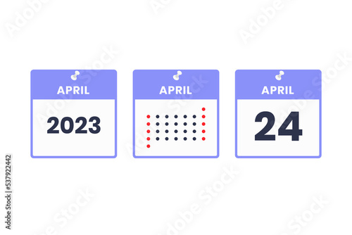 April 24 calendar design icon. 2023 calendar schedule, appointment, important date concept