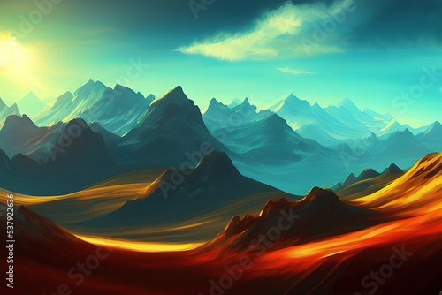 sunset over mountains  colorful landscape 11