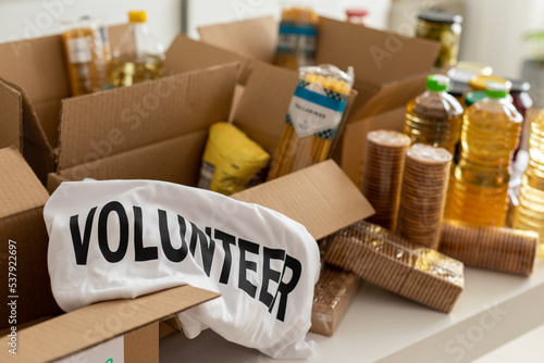 Shipping boxes with food to donate