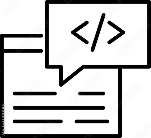 Simple vector isolated pictogram drawn with black thin line. Editable stroke for web sites, adverts, stores, shops. Vector line icon of coding brackets in box by web site