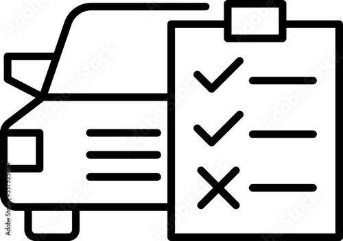 Simple vector isolated pictogram drawn with black thin line. Editable stroke for web sites, adverts, stores, shops. Vector line icon of deal or contract by car