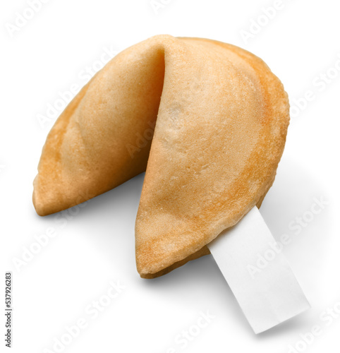 Schilderij op canvas Fortune cookie with blank slip isolated on white background.