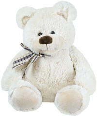 White toy teddy bear isolated on white background