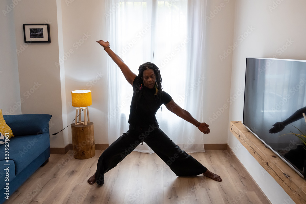 Black Woman Practicing Kung Fu Skills Black Woman Practicing Kung Fu Skills