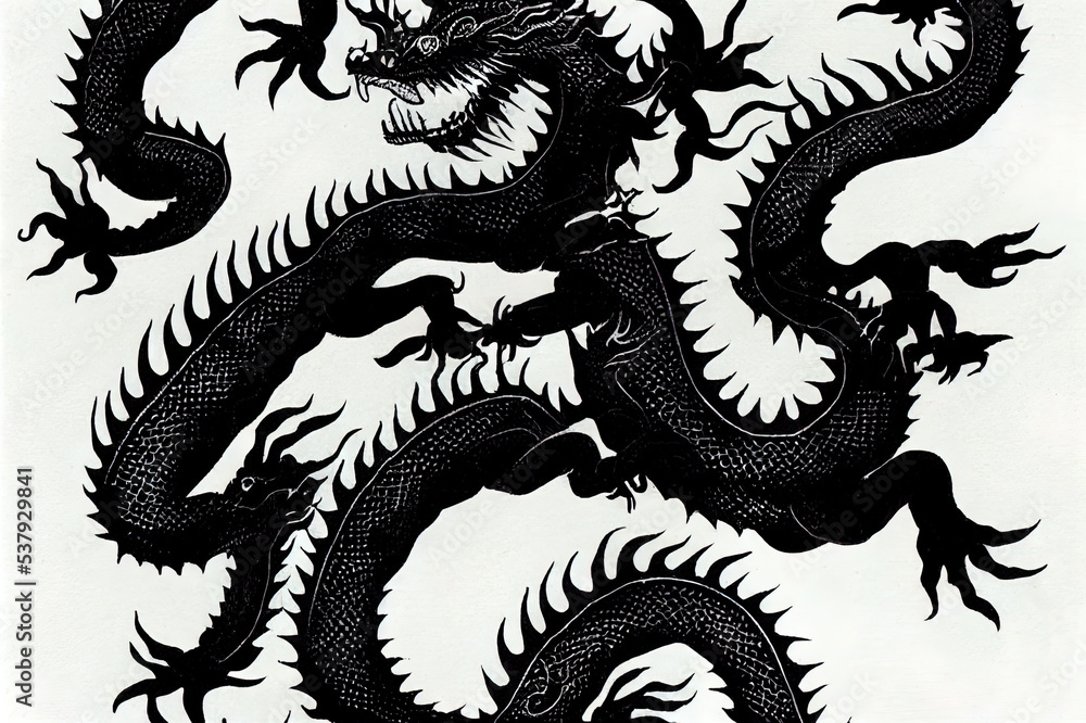 Obraz premium Chinese dragon Illustration of Dragon Boat Festival Ink Dragon Oriental Dragon