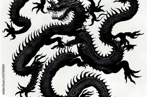 Chinese dragon Illustration of Dragon Boat Festival Ink Dragon Oriental Dragon © 2rogan