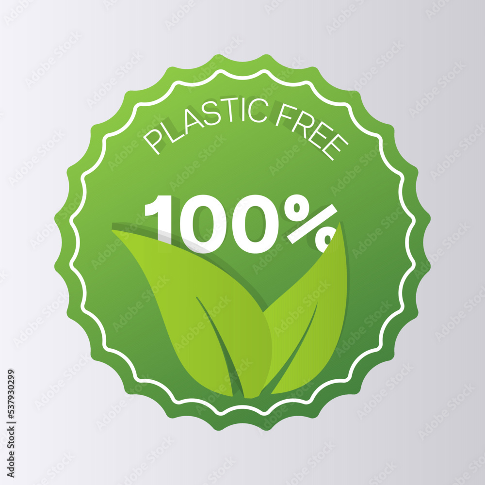 Plastic free green icon badge. Bpa plastic free chemical mark zero or 100 percent clean Plastic free green icon badge. Bpa plastic free chemical mark zero or 100 percent clean