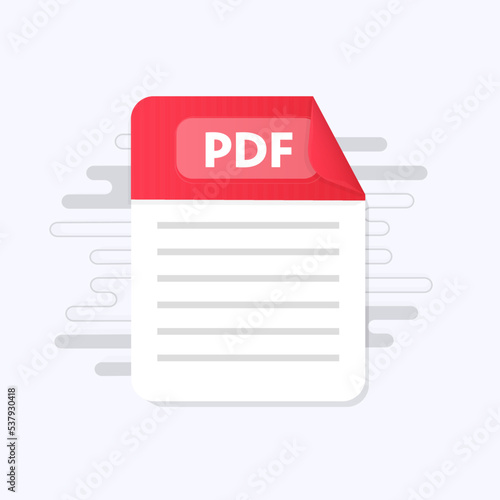 PDF file icon. Flat design graphic illustration. Vector PDF icon