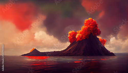 Photo Massive Volcano Eruption