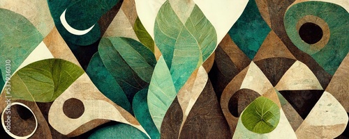 Green abstract artwork wallpaper with leaves