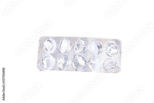 Сapsule pills in blister on a white background